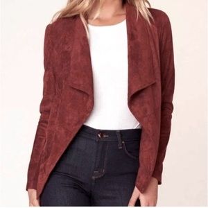 BB Dakota Merlot Sueded Drape Front Jacket